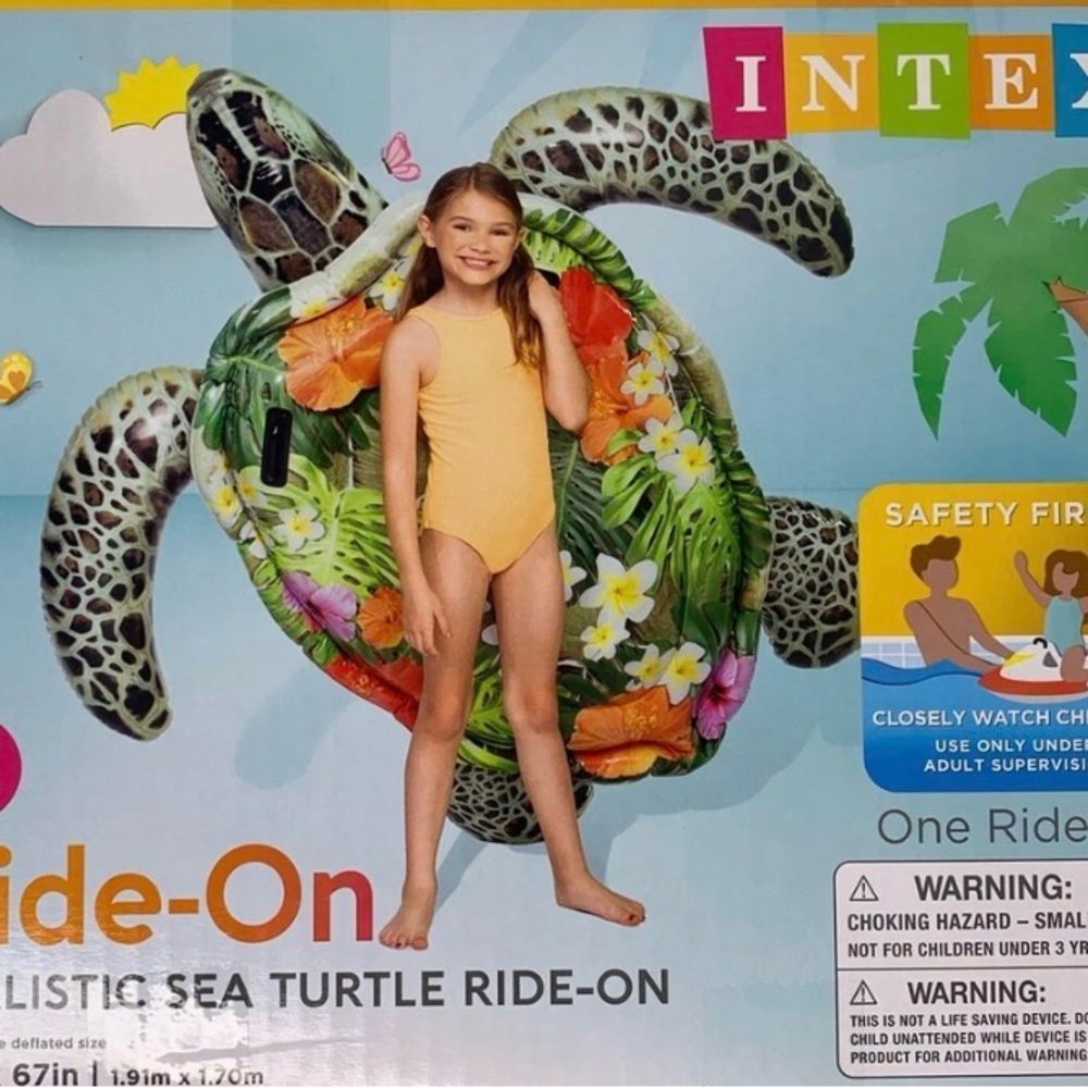 Intex Green Floral Sea Turtle Ride-On Float for Kids